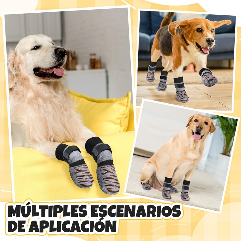 SlowTon Calcetines Antideslizantes para Perros, 4/6 Piezas Doble Cara