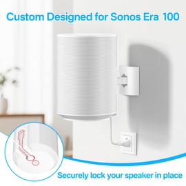 Pair of Speaker Wall Mount for Sonos Era 100 Ceiling Mount or Tilt and Swivel Adjustable Bracket for Sonos Era 100 Wall Mount White with Flexible Mounting Ways Ceiling Mount for Sonos Era 100, White