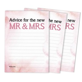 Inkdotpot Set Of 50 Advice For The New Mr and Mrs Black Advice Cards Wedding Décor, Guestbook Alternative Watercolor 5x7 inches