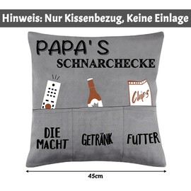 teikart Original Decorative Cushion, Funny Gifts for Men, Men's Cushion with Pockets, 45 x 45 cm, Birthday Gift, Decorative Cushion Cover, Birthday Gift, Father's Day (Grey)