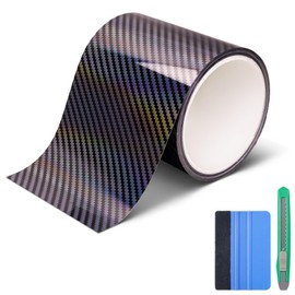 Lypumso - Envoltura de vinilo de fibra de carbono 2D, 4 pulgadas x 20 pies, cinta adhesiva universal para quitar el borde de la puerta, accesorios con kit de herramientas gratuitas (negro)