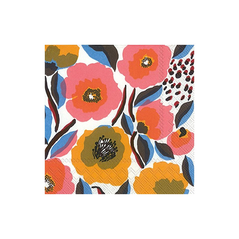 【marimekko】ランチサイズ ペーパーナプキン ROSARIUM ホワイト×ローズ 20枚入り