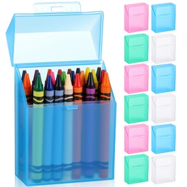 Clabby 12 Pcs Plastic Crayon Box Colorful Bulk Holds 24 Crayons Box with Hinged Lid and Snap Closure for Pens Crayons School Office Supplies Organization