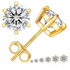 KRKCLIFE 1.6CT Moissanite Studs Earrings for Women Men, Lab Created Diamond Stud Earring in 14K Gold, D Color, VVS1, 6 Prong Setting, S925 Sterling Silver Hypoallergenic Jewelry
