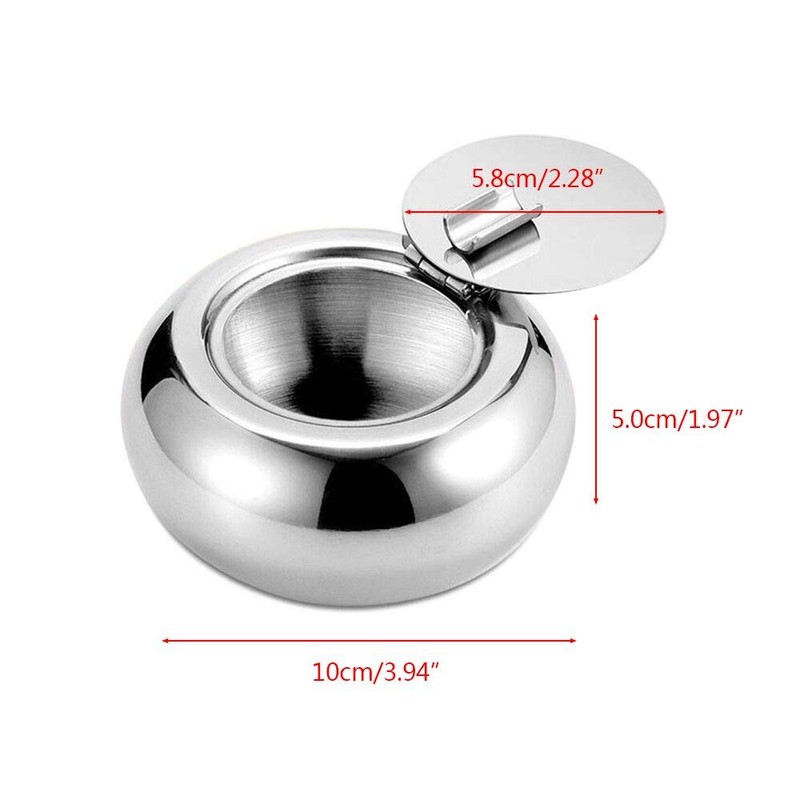 Ashtray, Stainless Steel Wind Ashtray with Lid for Indoor or