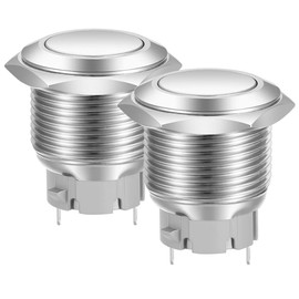 Gebildet 19 mm Flat Head On/Off SPST Push Button, Waterproof Stainless Steel Push Button Switch, Solder Pin Connections DC 6V/12V/36V/48V, AC 110V/230V 3A 1NO