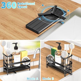 masadi masadi Sink Organizer Caddy Countertop for Kitchen, Black Dish Sponge Holders, Instant Dry Brush Holders, Kitchen Storage Organziation Essentials and Decor