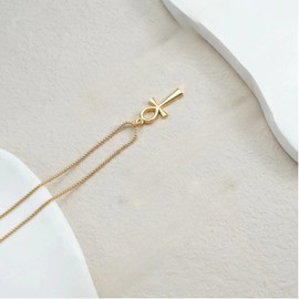 SUPJEWE 14K Gold Cross Pendant Necklace for Women, Hypoallergenic, Stylish Elegance,Lightweight Chain 17.7 Inch