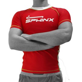 Kenneth J Lane Unisex Sphinx Rashguard Manica Corta Rash Guard Shirt, red