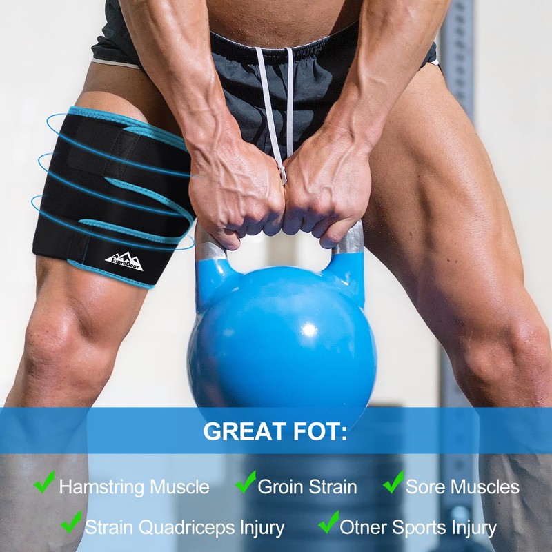 supregear Thigh Wraps Support, Adjustable Compression Neoprene Thigh Sleeve Hamstring