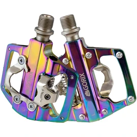 GORIX GX-PZ103 Bicycle Pedal, Binding Pedal, Single-Sided Flat Pedal, Double-Sided Design, Cleats Included, Stylish, Road Bike, Bicycle Pedal