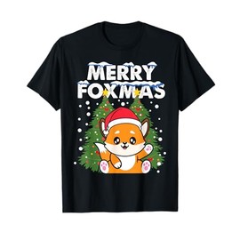 Merry Foxmas Fox Costume Christmas Gifts Kids T-Shirt, black
