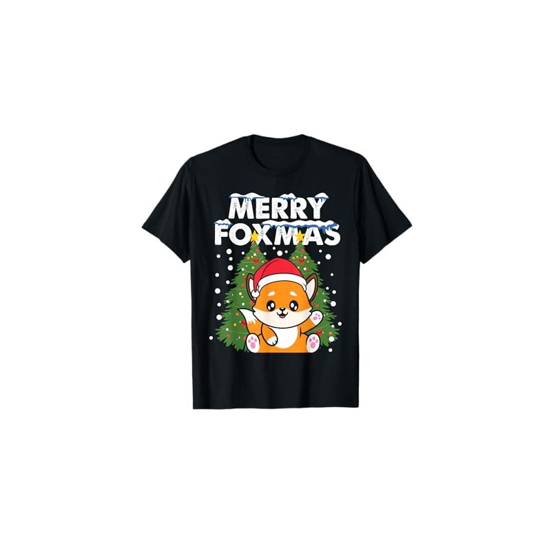 Merry Foxmas Fox Costume Christmas Gifts Kids T-Shirt, black