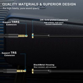 ANDTOBO Aux Connector,3.5mm TRRS Female to Female Stereo Coupler Plug Adapter- 3.3 Ft/40 inch
