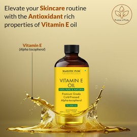 Majestic Pure Vitamin E Oil - 100% Pure & Natural, 70,000 IU | Premium Grade, Cold-Pressed and Tocopherol to Repair Dry, Damaged Skin| Moisturizing Skin, Hair and Scalp 4 Fl Oz