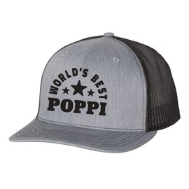 Men's Father's Day World's Best Poppi Embroidered Mesh Back Trucker Hat, Heather Grey/Black