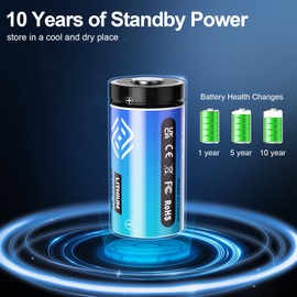 anegine CR123A 3V Lithium Battery 1650mAh, 123A Lithium Batteries 10 Years Shelf Life CR123 3 Volt High Power CR17345 CR17335 Non-Rechargeable (16 Pack)