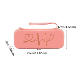 perfeclan Stethoscope Carrying Case Storage Box Portable, Wear Resistant, with Wrist Strap, Waterproof Nurse Accessories Organizer, Pink
