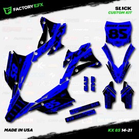 Factory EFX Black & Blue Slick Racing Graphics Kit fits 14-21 Kawasaki Kx85 kx 85 decal - Graphics and Plates