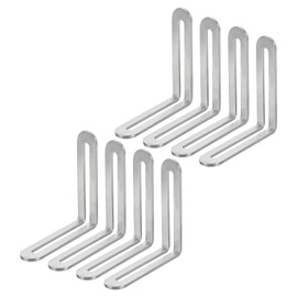sourcing map 6Pcs Adjustable L-Shape Corner Brace with Slot, 3.15 x 3.15 Inch Stainless Steel Slotted Right Angle Corner Bracket for Wooden Furniture Cabinet, Silver