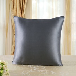 townssilk Both Side 100% 19mm Silk Pillowcase 65x65cm Pillow Case Cushion Cover with Hidden Zipper Darkgrey