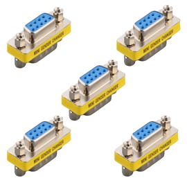 Fielect DB9 VGA Gender Changer 9 Pin Male to Female 2-Row Mini Gender Changer Coupler Adapter Connector for Serial Applications Blue Pack of 5