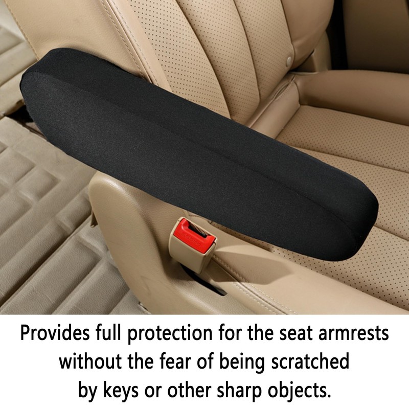 4 Pieces Universal Black Elastic Car Armrest Covers, Front Seat