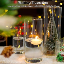 16 Pack Glass Cylinder Vases for Centerpieces | 4, 6, 8,10 Inch Tall Flower Vase for Wedding Decorations, Clear Floating Candle Vases in Bulk, Hurricane Candle Holders for Table, Home Décor