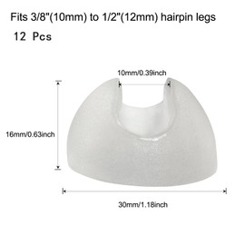 Kyuionty 12Pcs Hairpin Leg Protector Feet Fits 3/8" - 1/2" Thick Rods, Furniture Table Chair Feet & Floor Protector Tip Table Chair Leg Rubber Caps (Transparent)