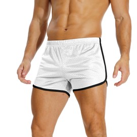 AIMPACT Mens Fitness Bodybuilding Shorts Running Mesh Quick Dry 3" Shorts, White