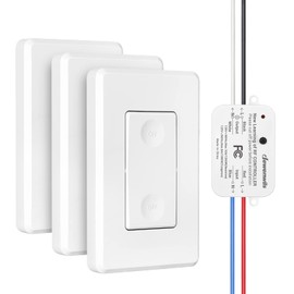 DEWENWILS Wireless Wall Light Switch Kit, 10A/1200W, No WiFi Needed Remote Control Switch for Small Appliance, Lamps, Lighting Fixture, No in-Wall Wiring, Long RF Range, 3 Pack Switches+1 Receiver