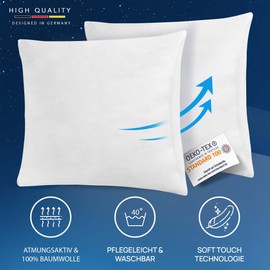 LILENO HOME Feather Pillow 80 x 80 cm [Set of 1] - Cushion 80 x 80 cm Made of Feathers as Pillow, Sleeping Pillow and Bed Pillow Perfect for Allergy Sufferers and Children - Spring Core Pillow with