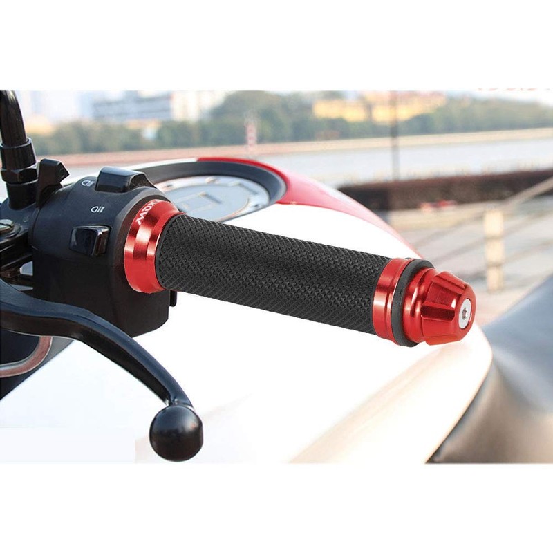 Qiilu Motorcycle CNC Aluminium Rubber Handlebar Grips for 7/8 Inch