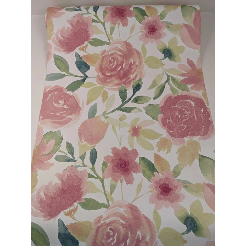 NuWallpaper Pink Audrey Vinyl Peel and Stick Wallpaper Roll 20.5