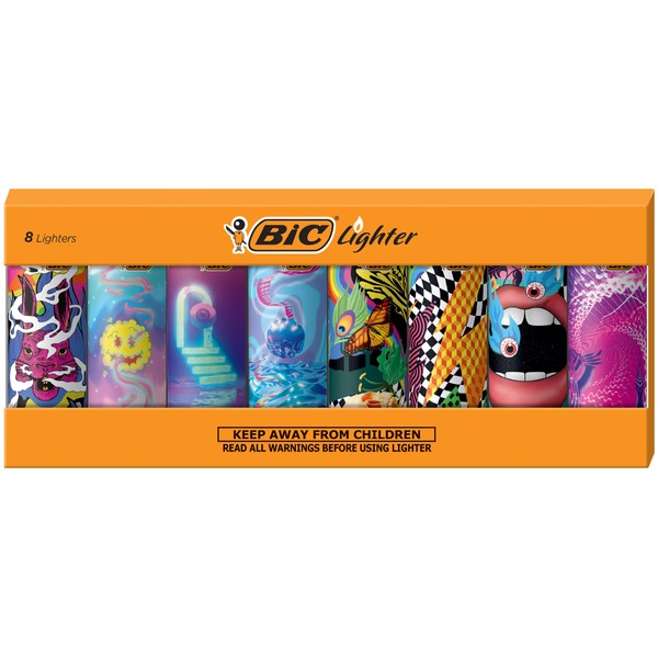 BIC Special Edition Prismatic Series Lighters, Pocket Lighter, Set of 8 Disposable Lighters (Packaging May Vary)