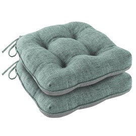IPYNBAP Chair Cushions for Dining Chairs Set of 2, Kitchen Chair Cushions, Chair Pads with Ties and Non Slip Backing, Tufted Memory Foam Seat Cushion 2 Pack, 15.5" x 15.5" x 4", Sage Green