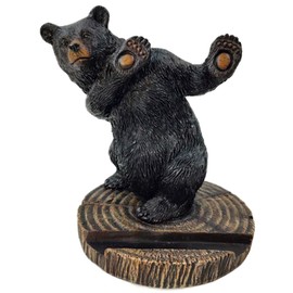 The Bridge Collection 5" Black Bear Cellphone Stand - Black Bear Decor for Cabin, Mountain, Camping Decor for Home- Black Bear Phone Stand