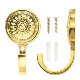 Hicello 2PCS Gold Curtain Holdbacks, Vintage Curtain Drapery Tie Back Hooks