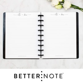 BetterNote Notes Refill Pages for Disc Notebooks, fits Happy Planner, Levenger Circa, TUL, Staples Arc, InkWell Press, Talia (Modern- 50 Sheets, 9-Disc, 7"x9.25")