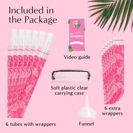 Stealth Sipper Tampon Flask Kit| Disguised Beverage Tubes for Drink Smuggling, Concert, Clubs | Food-Grade Plastic Leakfree Tubes w Wrappers, Clear Case | Pack of 6
