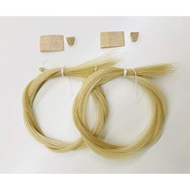 MI&VI Mongolian Horse Hair for Violin, Viola Bows - Unbleached, White 29.5" (2 Hanks, Prepared, Includes Plug and Wedge) (2 Hanks)