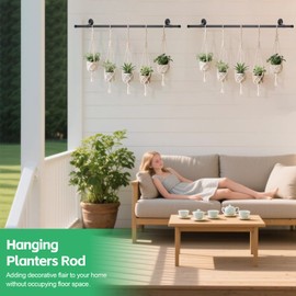 Ihomepark Plant Hanging Rod 59”, Plant Rod for Hanging Plants Indoor, Vertical Planter Hnaging for Wall Mount Window or Ceiling, Black