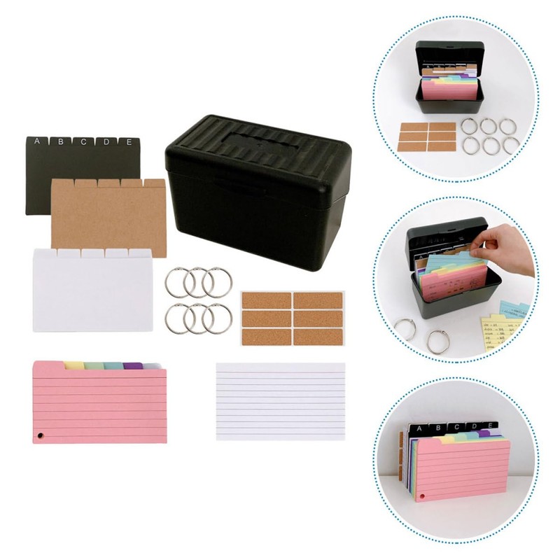 jojofuny Index Card Set Storage Box for Note Organization Flashcards
