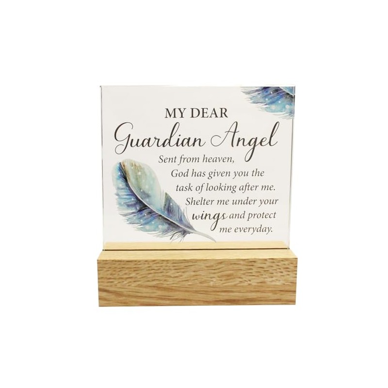 Gedenktafel aus Glas auf Holzsockel – My Dear Guardian Angel