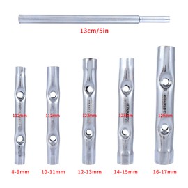 ELIUNG 6Pcs Dual-Ended Wrench 8-17mm, Socket Plumber Back Nut Tap Spark Plug Spanner Set Extended Spark Plug Wrench Set Dual Purpose Hollow Hexagonal Threaded Sleeve Tool