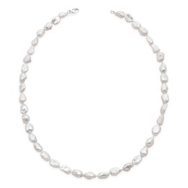 Secret & You Cultured Freshwater Baroque Keshi Pearl Necklace 43cm Long Baroque Keshi Pearls with a Knot Between Each Pearl - Sterling Silver and Stainless Steel, Pearl Stainless Steel, Pearl