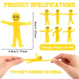 30P Sticky Flying Yellow Smiley Stretchy Men,Lucky Dip Prizes,Mr Stretchy Smile Men/Man Smiley Face Toy Fidget Toy Classroom Prizes Party Bag Fillers for Kids Pinata Party Favour Stocking Fillers