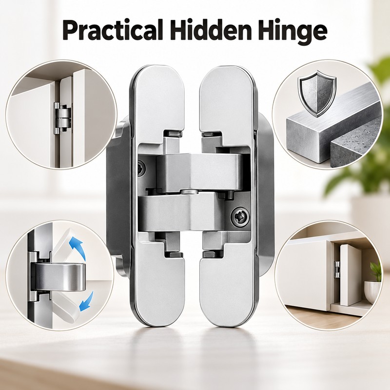 Invisible Door Hinges for Concealed Furniture Doors – Stainless Steel