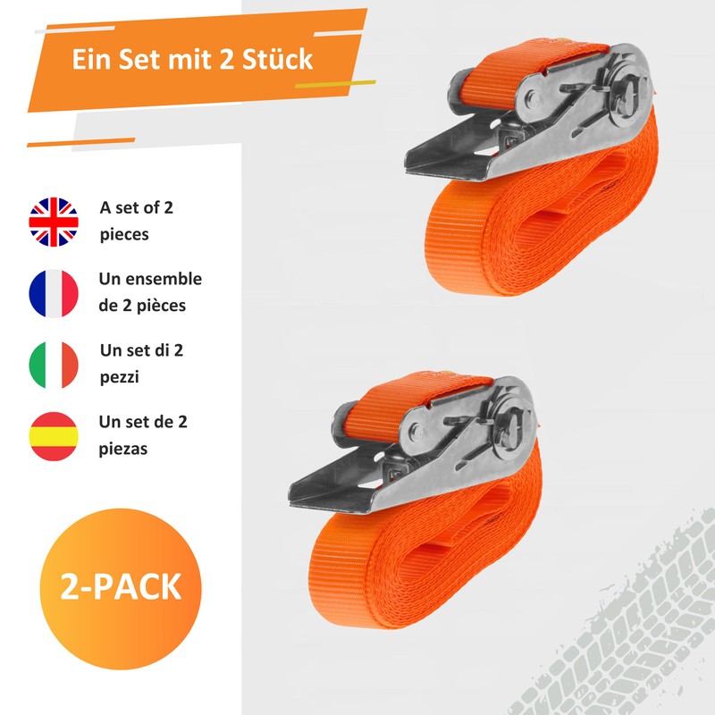 INTAKO 2 Stück Spanngurte mit Ratsche (4m oder 6m) -