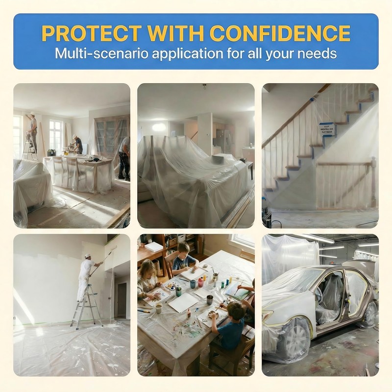 6 Pack 12 x 9 Ft Plastic Drop Cloth for